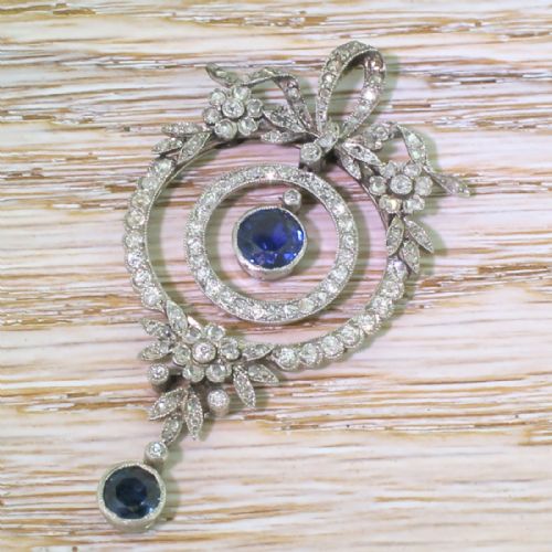 Edwardian Sapphire & Diamond Pendant, Circa 1910
