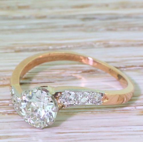 Edwardian 1.05 Carat Old Cut Diamond “Curve” Solitaire Ring, Circa 1910

