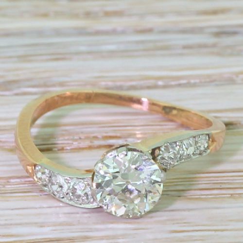fig 1. Edwardian 1.05 Carat Old Cut Diamond “Curve” Solitaire Ring, circa 1910