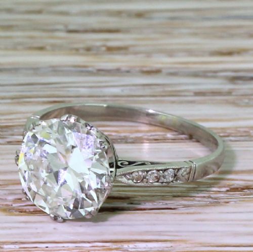 Mappin & Webb 2.54 Carat Old Cut Diamond Ring, with Original Box & Receipt, 1942
