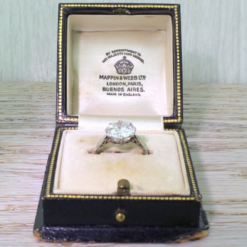 fig 1. MAPPIN & WEBB 2.54 Carat Old Cut Diamond Ring, with Original Box & Receipt, 1942