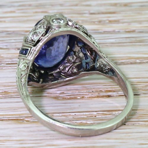 fig 3. Art Deco 5.07 Carat Natural Ceylon Sapphire Solitaire Ring, circa 1925