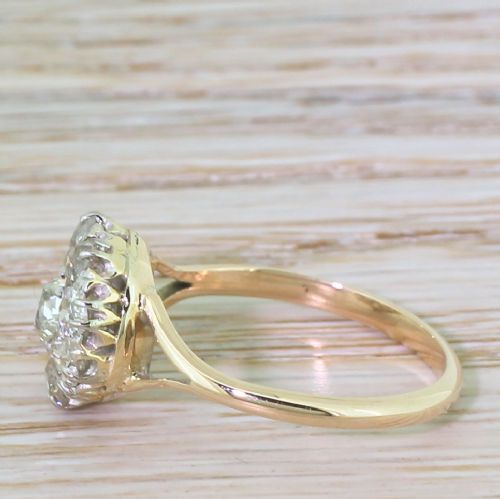 fig 1. Art Deco 1.42 Carat Old Cut Diamond Round Cluster Ring, circa 1930