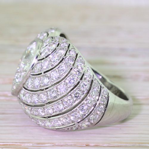 fig 2. Art Deco 3.35 Carat Old Cut Diamond Bombe Cluster Ring, French, circa 1940
