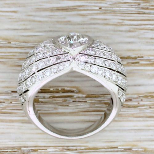 fig 3. Art Deco 3.35 Carat Old Cut Diamond Bombe Cluster Ring, French, circa 1940
