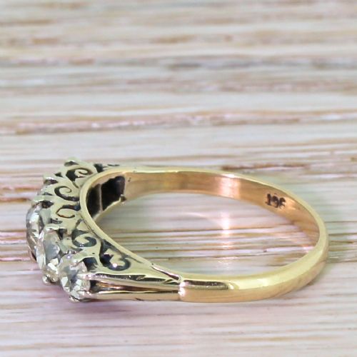 fig 2. Victorian 1.10 Carat Old Cut Diamond Five Stone Ring, circa 1900