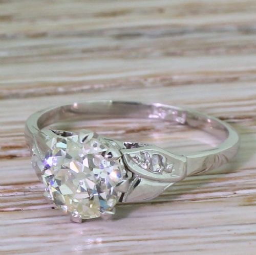 Art Deco 1.64 Carat Old Cut Diamond Engagement Ring, Circa 1940
