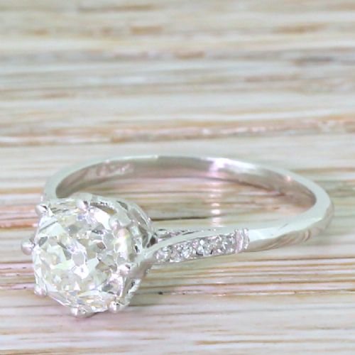 Art Deco 1.78 Carat Old Cushion Cut Diamond Engagement Ring, Circa 1920
