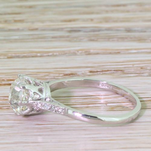 fig 2. Art Deco 1.78 Carat Old Cushion Cut Diamond Engagement Ring, circa 1920