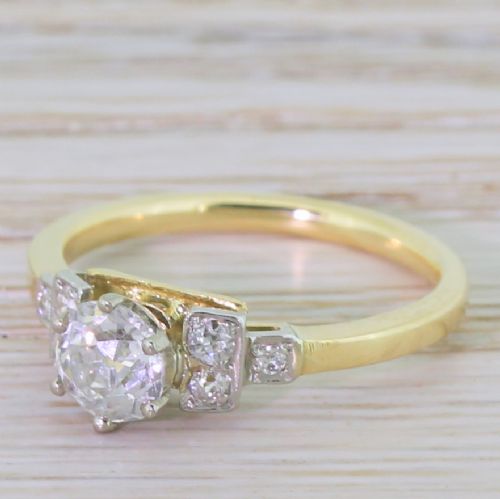 Art Deco 0.77 Carat Old Cut Diamond Engagement Ring, Circa 1930
