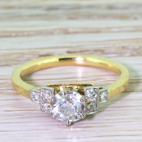 fig 1. Art Deco 0.77 Carat Old Cut Diamond Engagement Ring, circa 1930