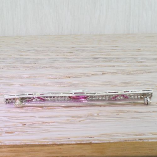 fig 2. Art Deco Natural No Heat Ruby & Rose Cut Diamond Pin Brooch, circa 1920
