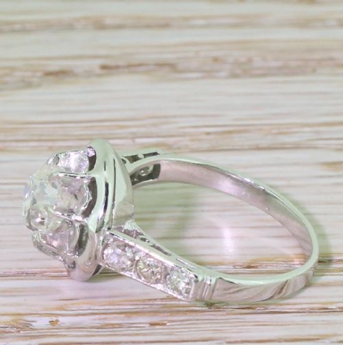 fig 2. Retro 1.06 Carat Old Cushion Cut Diamond Engagement Ring, circa 1925