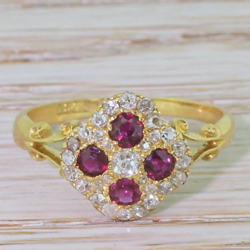 fig 1. Edwardian Ruby & Old Cut Diamond Cluster Ring, circa 1905