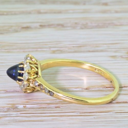 fig 2. Victorian Sugarloaf Sapphire & Old Cut Diamond Cluster Ring, circa 1900