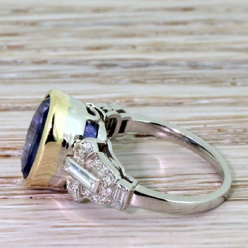 fig 2. Art Deco 7.29 Carat Natural Ceylon Sapphire & Diamond Ring, circa 1935