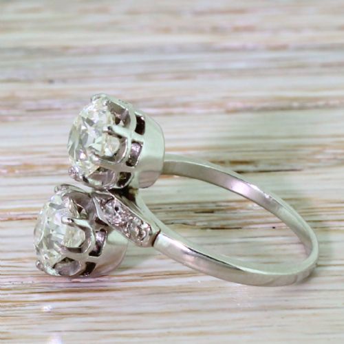 fig 2. Art Deco 2.24 Carat Old Cut Diamond Two Stone Ring, circa 1920