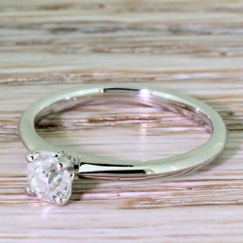 0.50 Carat Old Cut Diamond Engagement Ring, Platinum
