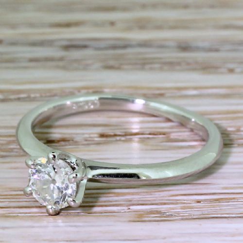 0.50 Carat Old Cut Diamond Engagement Ring, Platinum
