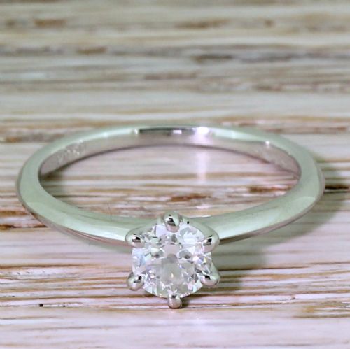 fig 1. 0.50 Carat Old Cut Diamond Engagement Ring, Platinum