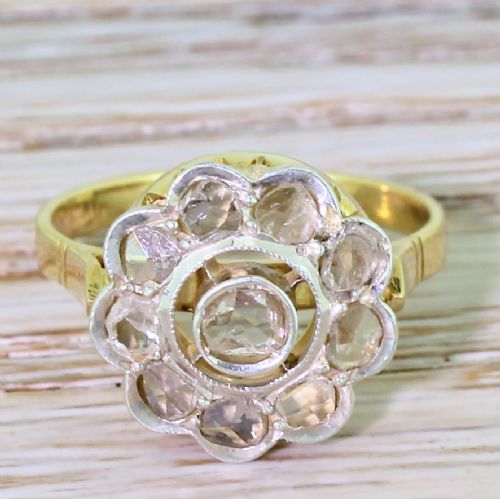 fig 1. Art Deco 0.50 Carat Rose Cut Diamond Target Cluster Ring, circa 1920