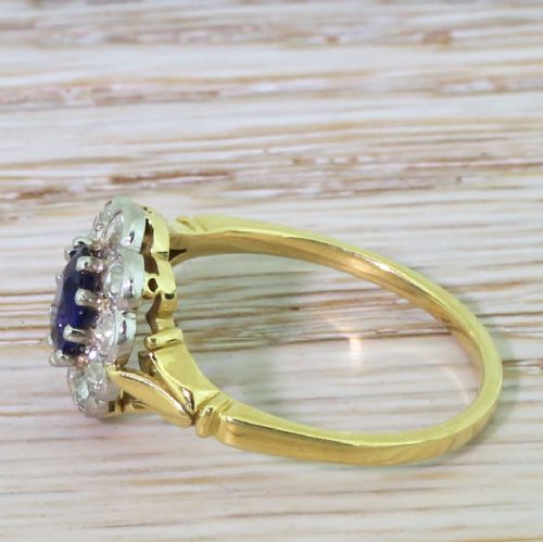 fig 2. Edwardian 0.90 Carat Natural Sapphire & Diamond Cluster Ring, circa 1910