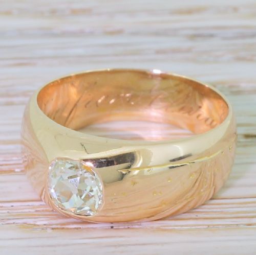 Victorian 0.70 Carat Old Cut Diamond Gypsy Style Ring, Dated 1890
