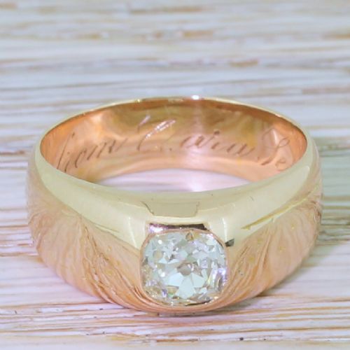 fig 1. Victorian 0.70 Carat Old Cut Diamond Gypsy Style Ring, dated 1890