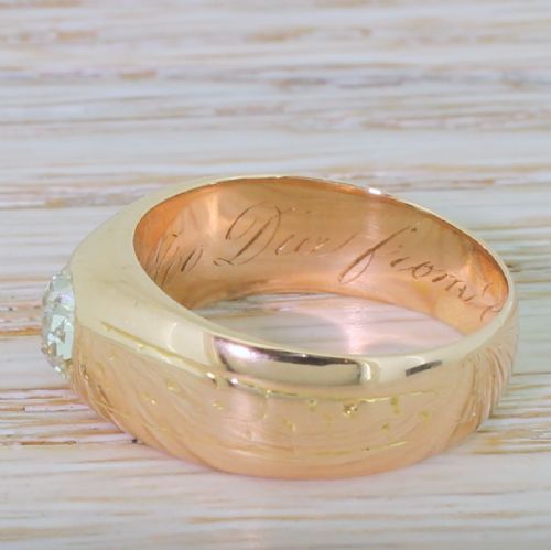 fig 2. Victorian 0.70 Carat Old Cut Diamond Gypsy Style Ring, dated 1890