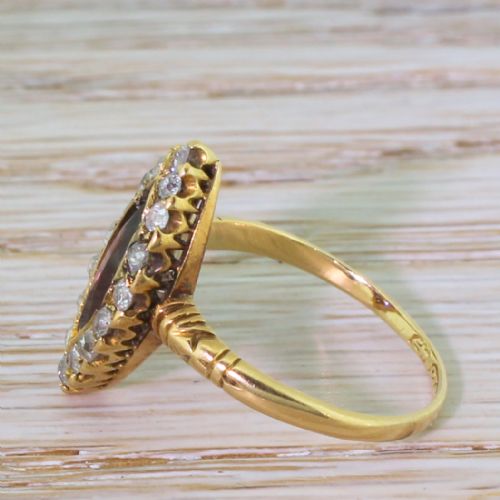 fig 2. Victorian 1.25 Carat Purple Tourmaline & Old Cut Diamond Navette Cluster Ring, circa 1890
