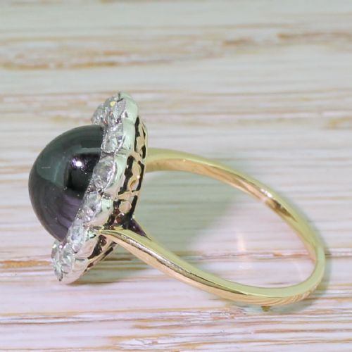 fig 2. Edwardian 4.00 Carat Cabochon Sapphire & Old Cut Diamond Ring, circa 1905
