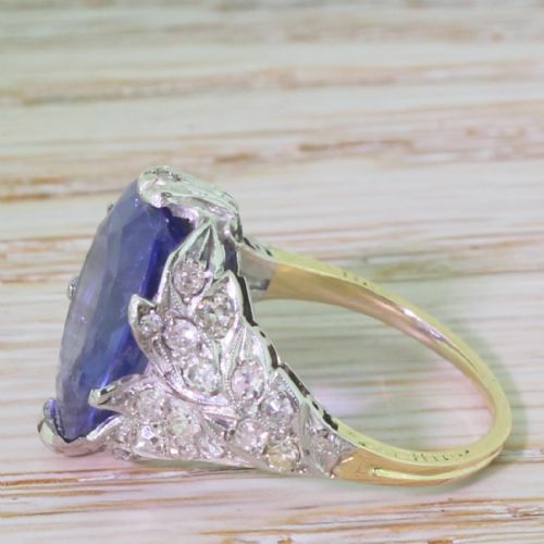 fig 2. Art Deco 8.23 Carat Natural Ceylon Sapphire Ring, circa 1920