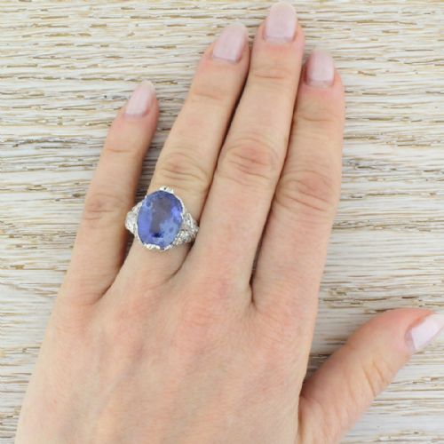 fig 3. Art Deco 8.23 Carat Natural Ceylon Sapphire Ring, circa 1920