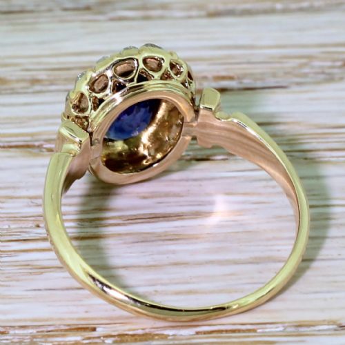 fig 3. Art Deco 1.88 Carat Natural Sapphire & Rose Cut Diamond Cluster Ring, circa 1915