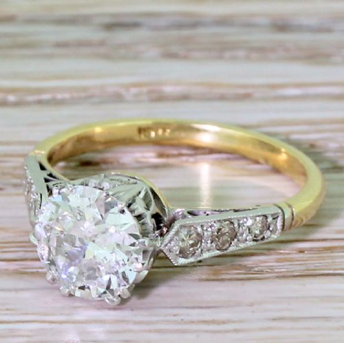 Mid Century 1.22 Carat Old Cut Diamond Engagement Ring, 1950
