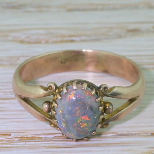 fig 1. Victorian Black Opal Solitaire Ring, circa 1900
