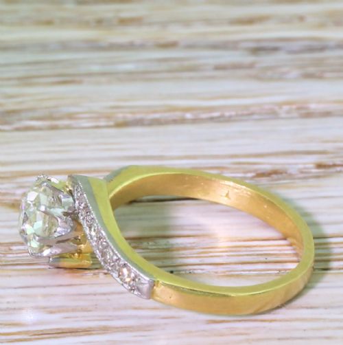 fig 2. Art Deco 0.80 Carat Old Cut Diamond Crossover Engagement Ring, circa 1930