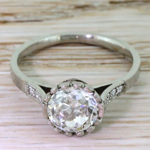 fig 1. Art Deco 1.40 Carat Old Cut Diamond Solitaire Engagement Ring, circa 1920
