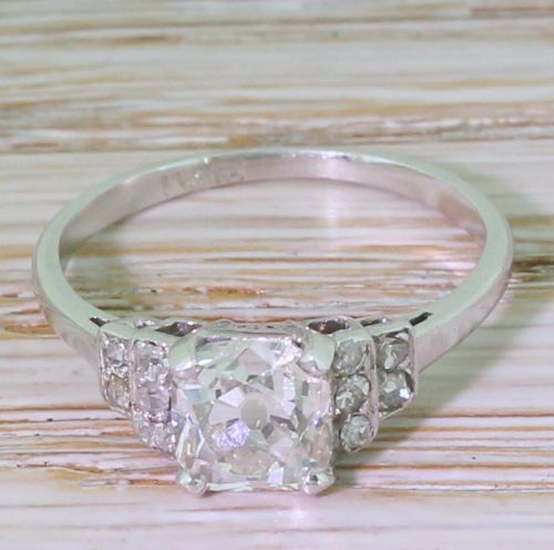 fig 1. Art Deco 1.15 Carat Old Cushion Cut Diamond Engagement Ring, circa 1915
