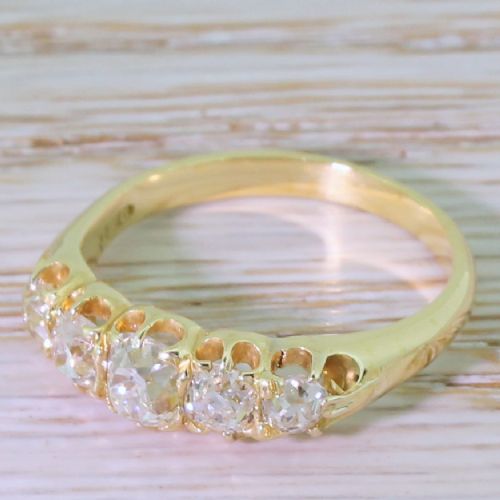 Victorian 1.65 Carat Old Cut Diamond Five Stone Ring, Circa 1900
