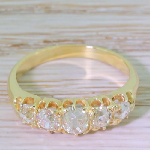 fig 1. Victorian 1.65 Carat Old Cut Diamond Five Stone Ring, circa 1900