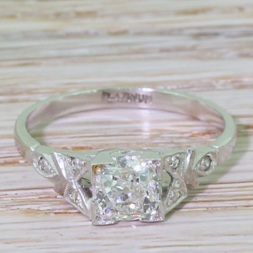 fig 1. Art Deco 0.90 Carat Old Cut Diamond Engagement Ring, circa 1925