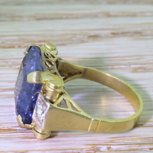 fig 2. Retro 12.01 Carat Octagonal Cut Natural Ceylon Sapphire Ring, 1950