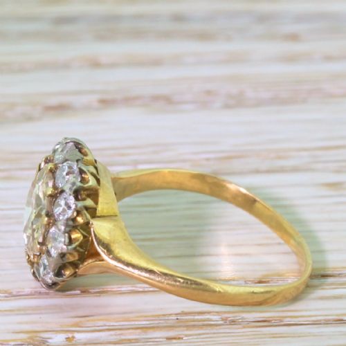 fig 2. Edwardian 1.94 Carat Light Cognac Old Cut Diamond Cluster Ring, circa 1910