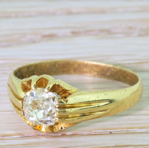 Early 20th Century 0.87 Carat Old Cut Diamond Solitaire Ring, Dated 1926
