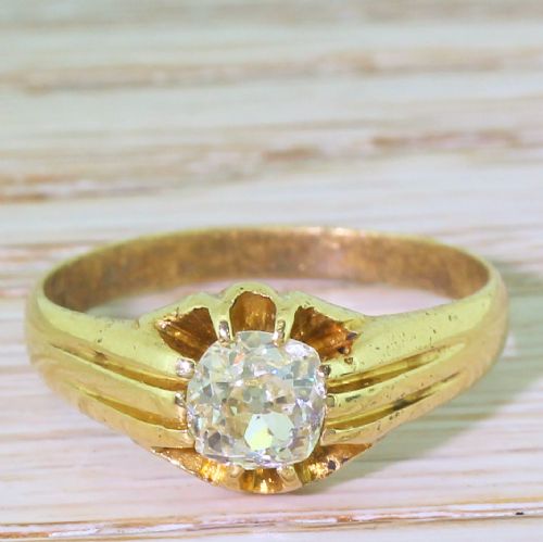 fig 1. Early 20th Century 0.87 Carat Old Cut Diamond Solitaire Ring, dated 1926