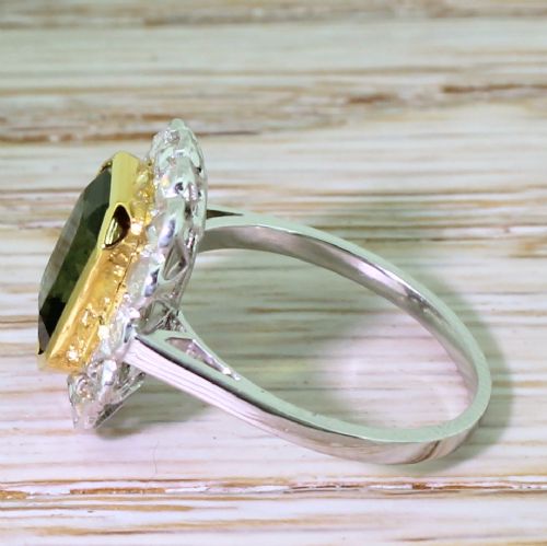 fig 2. Art Deco 2.63 Carat Green Sapphire & Rose Cut Diamond Ring, circa 1940
