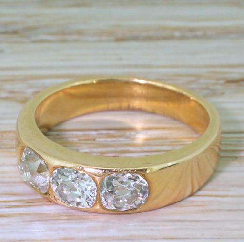 Victorian 1.40 Carat Old Cut Diamond Trilogy Ring, Circa 1900
