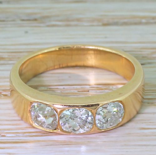 fig 1. Victorian 1.40 Carat Old Cut Diamond Trilogy Ring, circa 1900