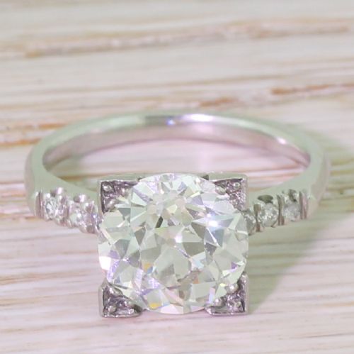 fig 1. Art Deco 3.46 Carat Old European Cut Diamond Engagement Ring, circa 1930
